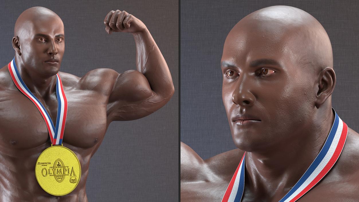 Champion Afro American Bodybuilder Man Rigged for Maya 3D model