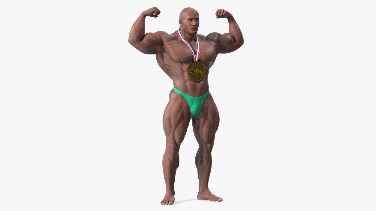 Champion Afro American Bodybuilder Man Rigged for Maya 3D model