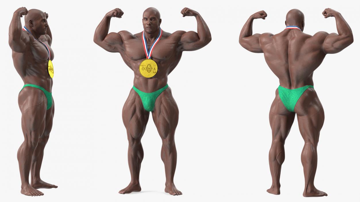 Champion Afro American Bodybuilder Man Rigged for Maya 3D model