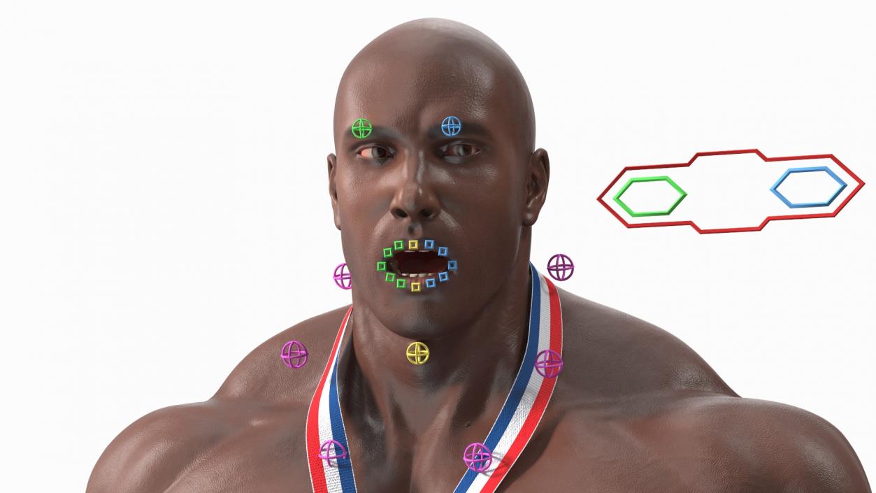 Champion Afro American Bodybuilder Man Rigged for Maya 3D model