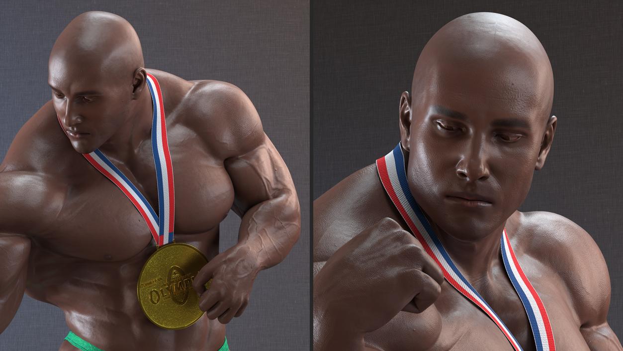 Champion Afro American Bodybuilder Man Rigged for Maya 3D model