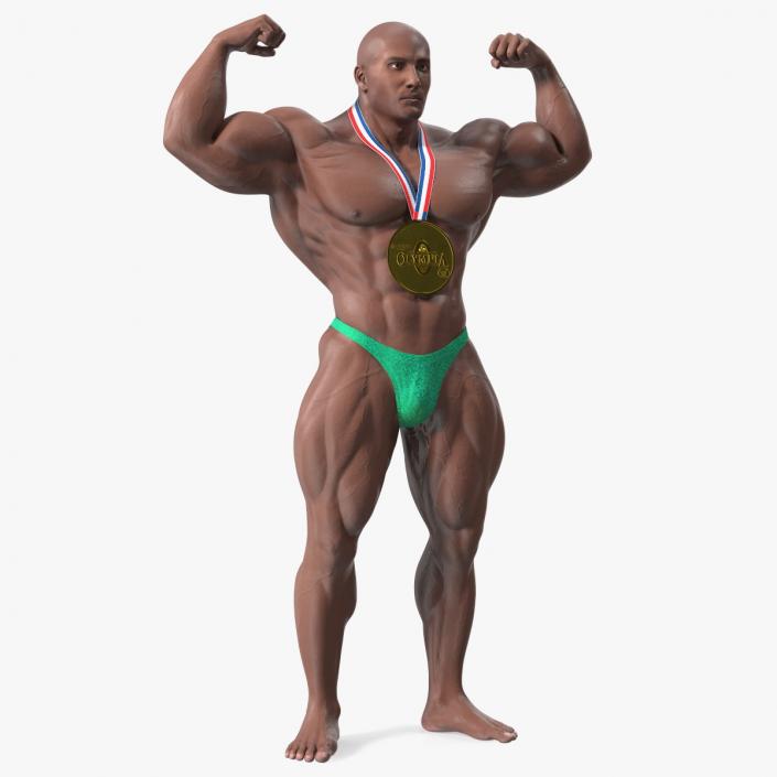 Champion Afro American Bodybuilder Man Rigged for Maya 3D model