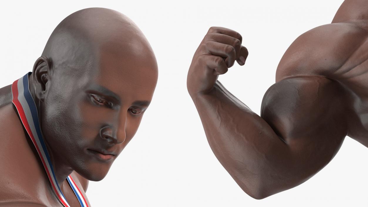 Champion Afro American Bodybuilder Man Rigged for Maya 3D model