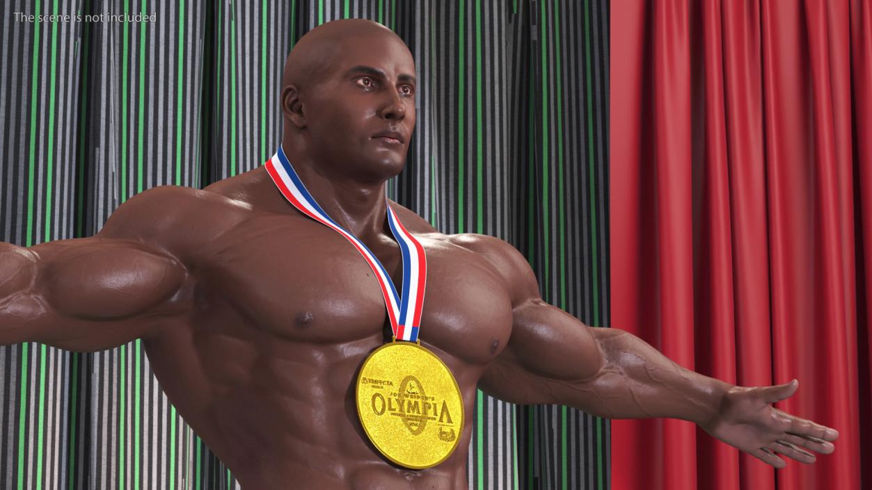 Champion Afro American Bodybuilder Man Rigged for Maya 3D model