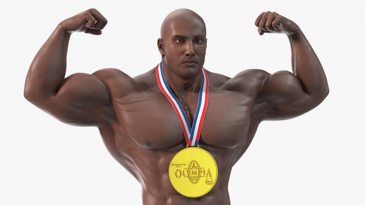 Champion Afro American Bodybuilder Man Rigged for Maya 3D model