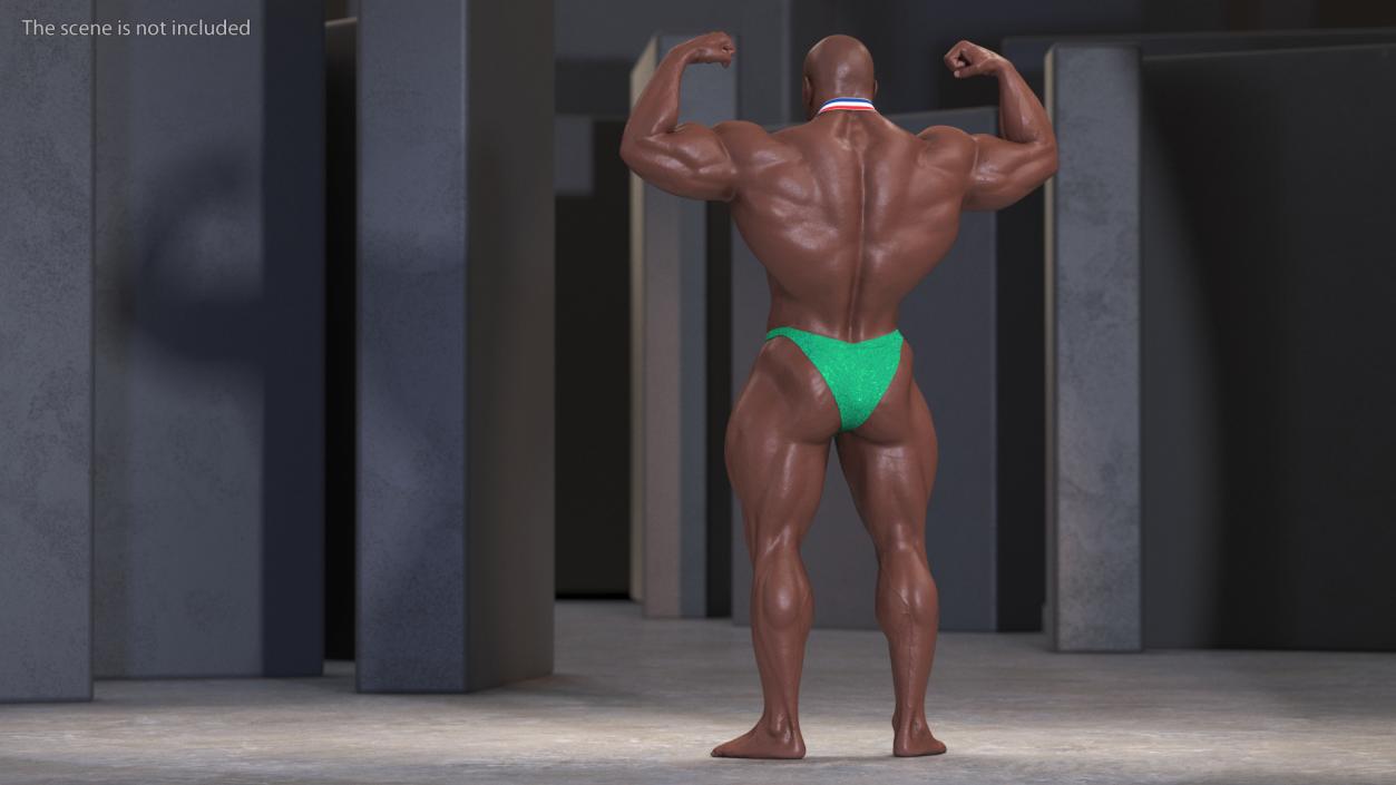 Champion Afro American Bodybuilder Man Rigged for Maya 3D model