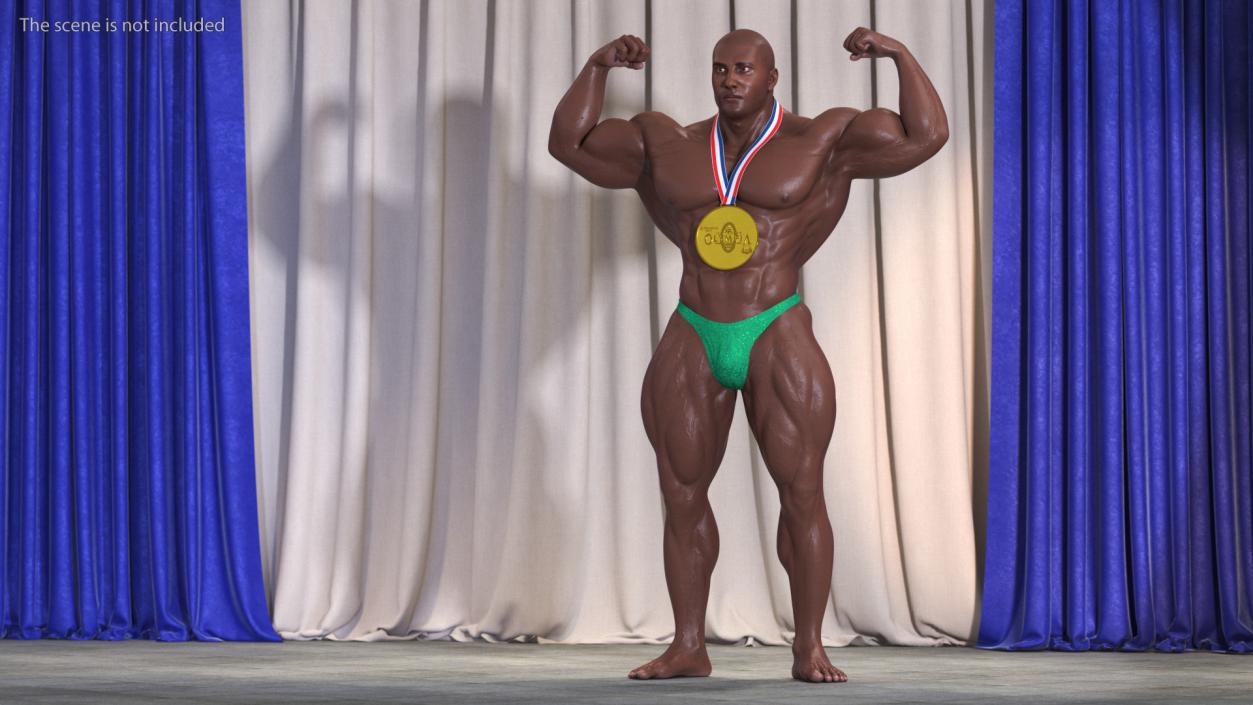 Champion Afro American Bodybuilder Man Rigged for Maya 3D model