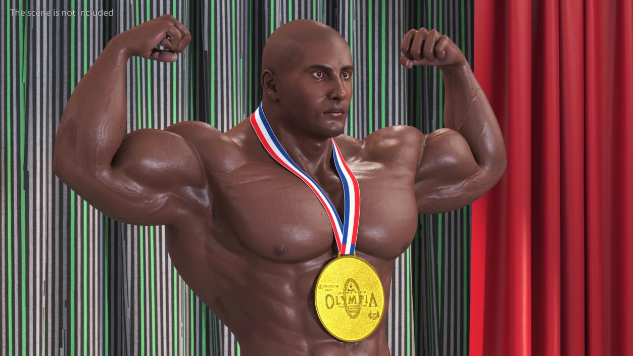 Champion Afro American Bodybuilder Man Rigged for Maya 3D model