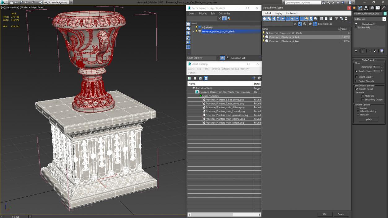 3D model Provence Planter Urn On Plinth