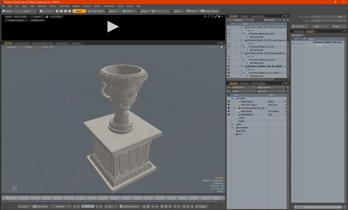 3D model Provence Planter Urn On Plinth