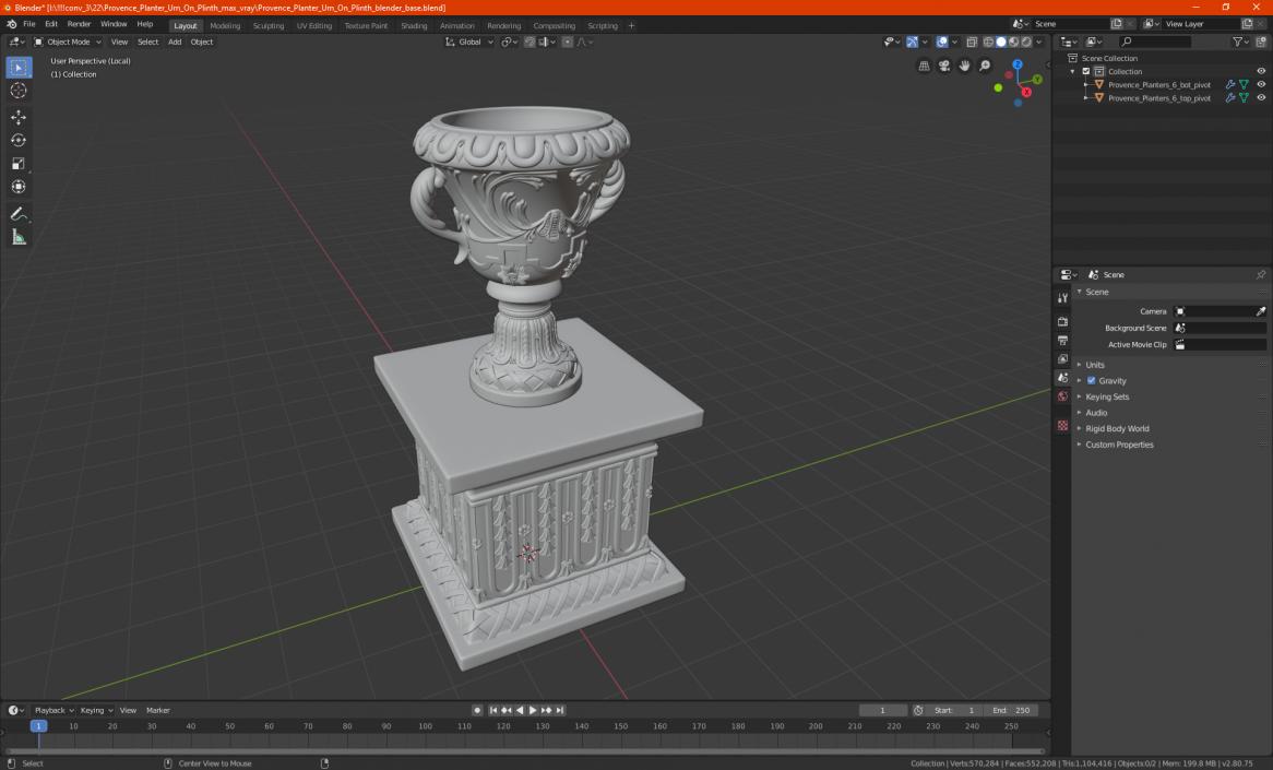 3D model Provence Planter Urn On Plinth