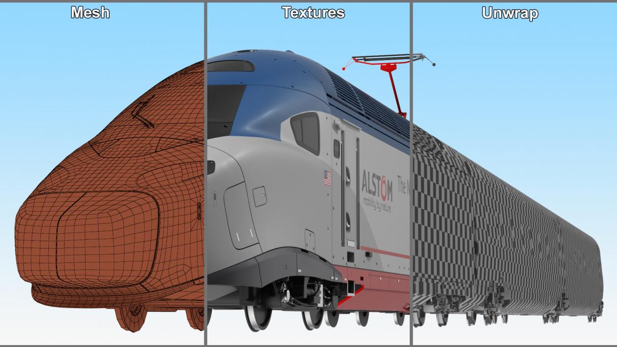 3D Train Amtrak Alstom Avelia Liberty Rigged