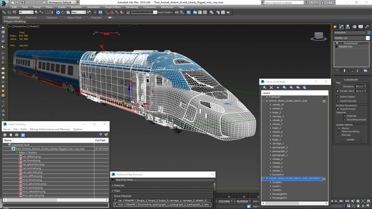 3D Train Amtrak Alstom Avelia Liberty Rigged