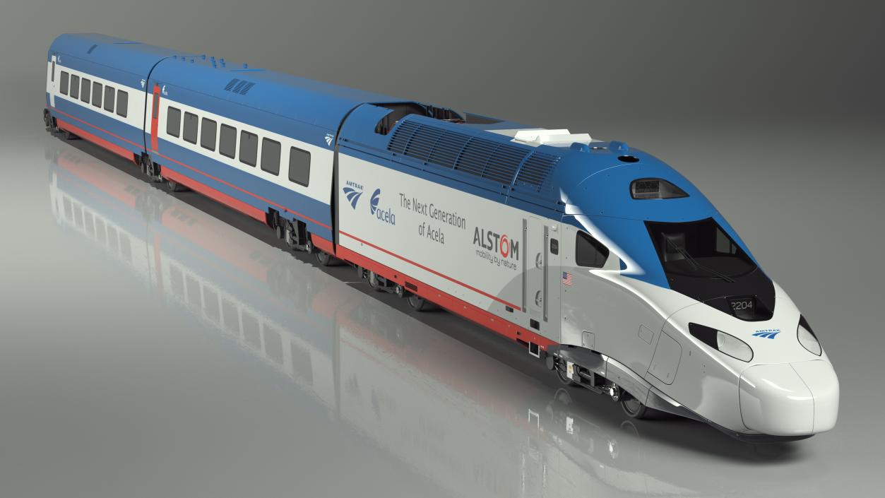 3D Train Amtrak Alstom Avelia Liberty Rigged