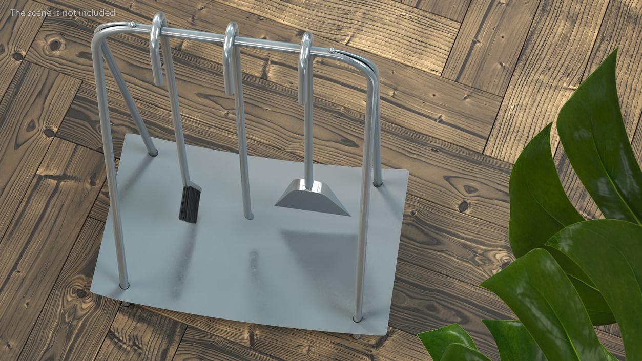 Port Fireplace Tools Silver 3D