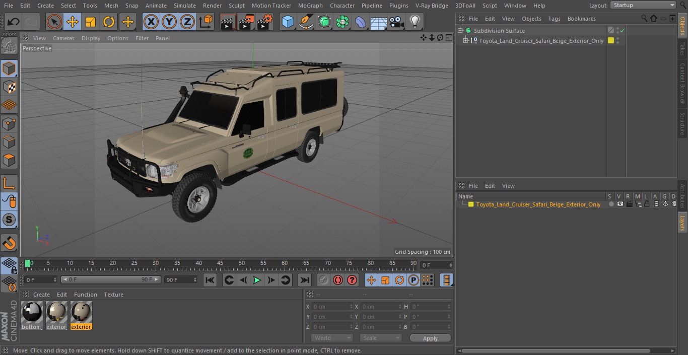 3D Toyota Land Cruiser Safari Beige Exterior Only