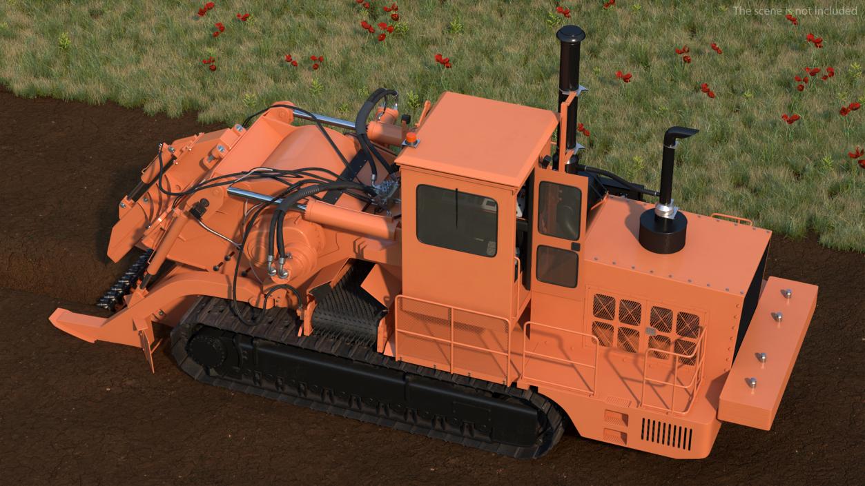 3D model Chainsaw Trencher Orange New Rigged