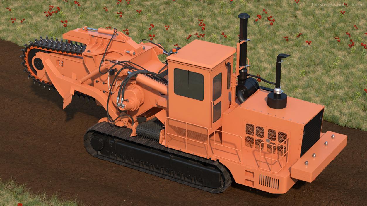 3D model Chainsaw Trencher Orange New Rigged