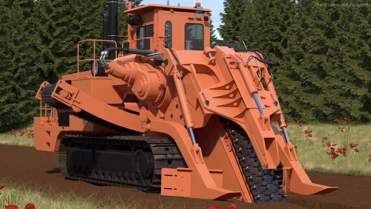 3D model Chainsaw Trencher Orange New Rigged