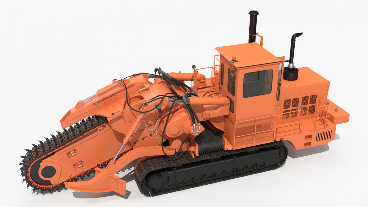 3D model Chainsaw Trencher Orange New Rigged