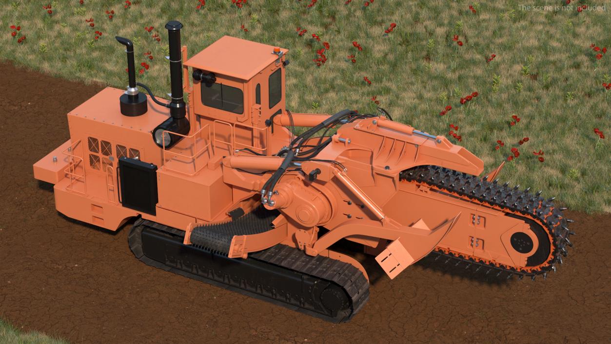 3D model Chainsaw Trencher Orange New Rigged