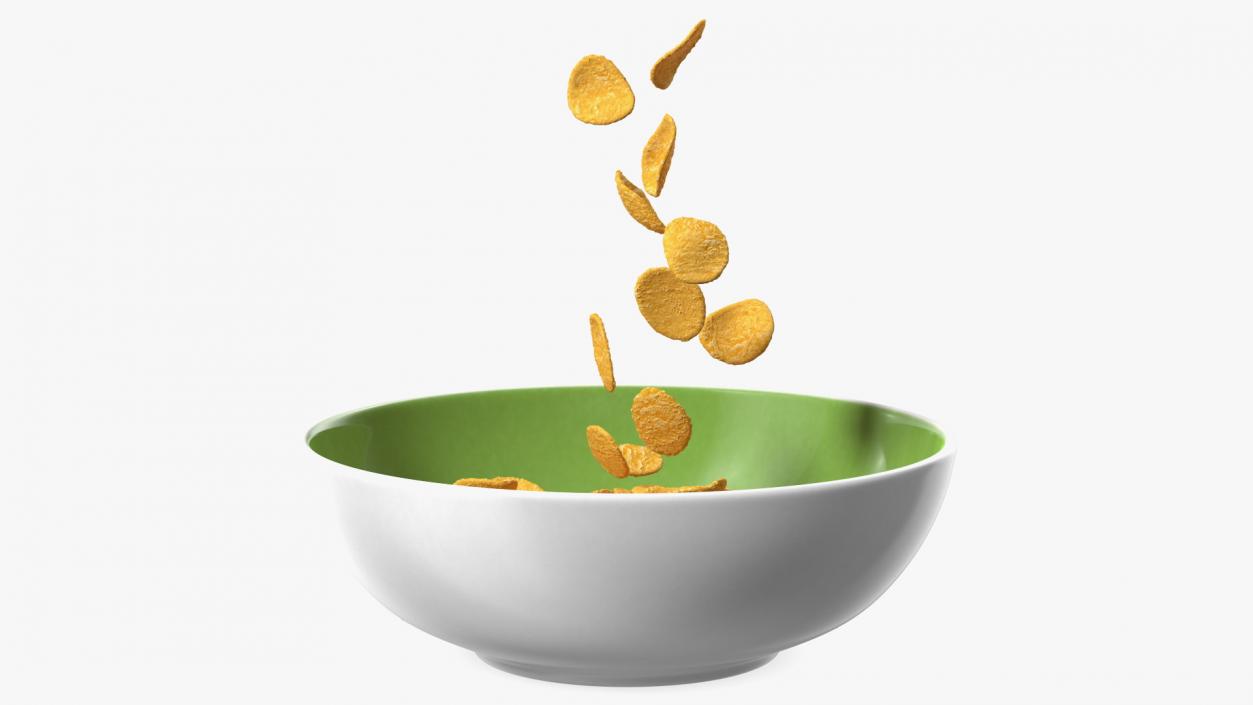 Corn Flakes Falling into Bowl 3D model