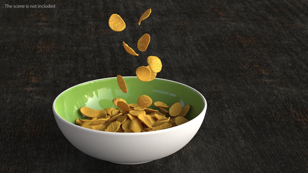 Corn Flakes Falling into Bowl 3D model