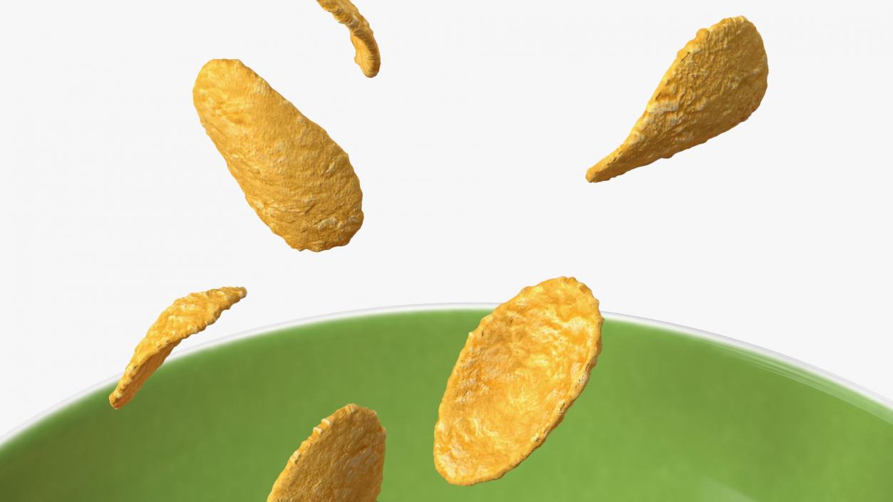 Corn Flakes Falling into Bowl 3D model