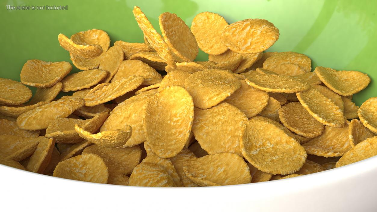 Corn Flakes Falling into Bowl 3D model