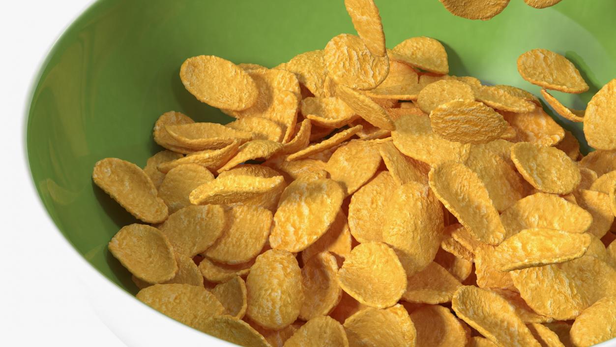 Corn Flakes Falling into Bowl 3D model