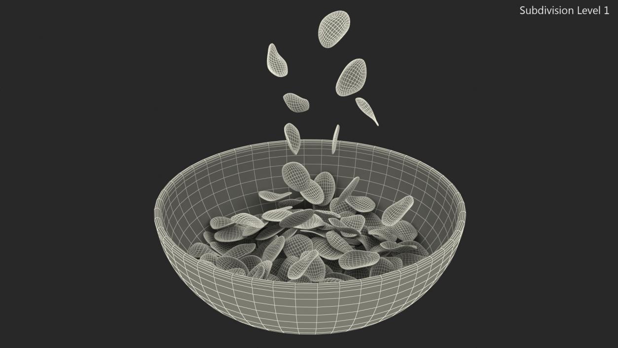 Corn Flakes Falling into Bowl 3D model