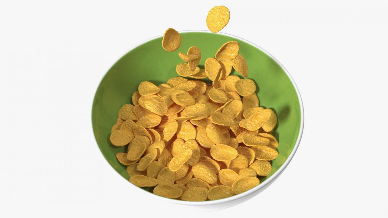 Corn Flakes Falling into Bowl 3D model