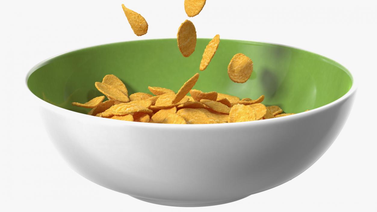 Corn Flakes Falling into Bowl 3D model