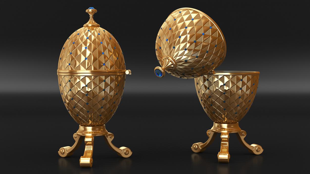 3D Antique Gold Faberge Egg Closed