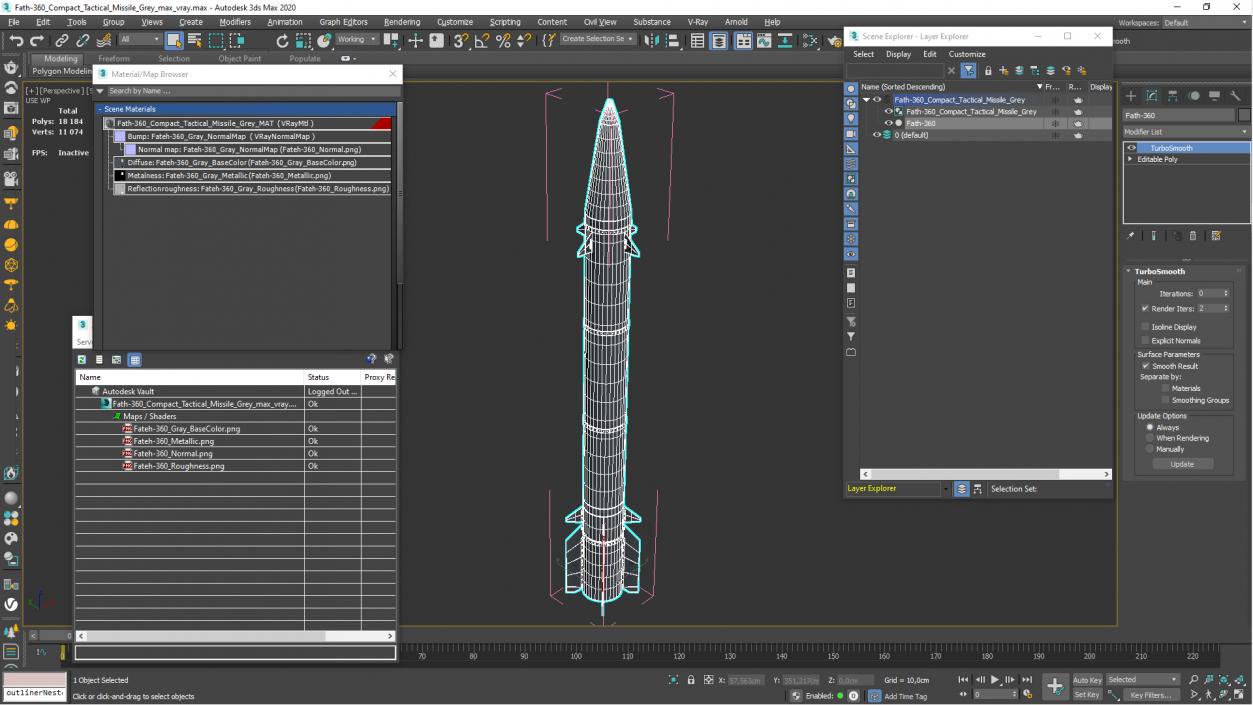 3D Fath-360 Compact Tactical Missile Grey model