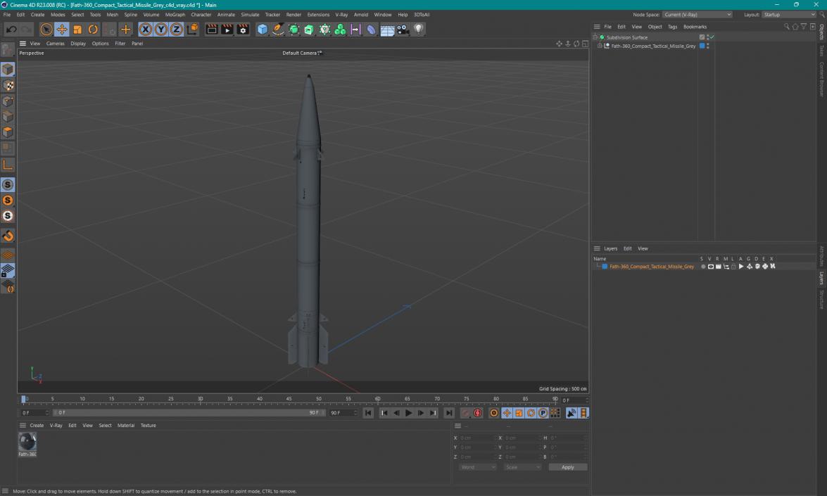 3D Fath-360 Compact Tactical Missile Grey model