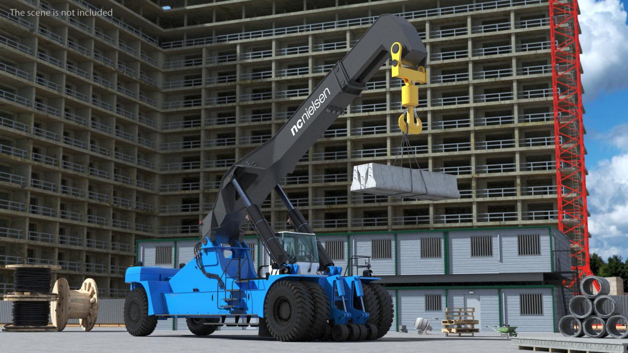 Reach Stacker Nielsen NCN 180TH Loading Concrete Barriers 3D