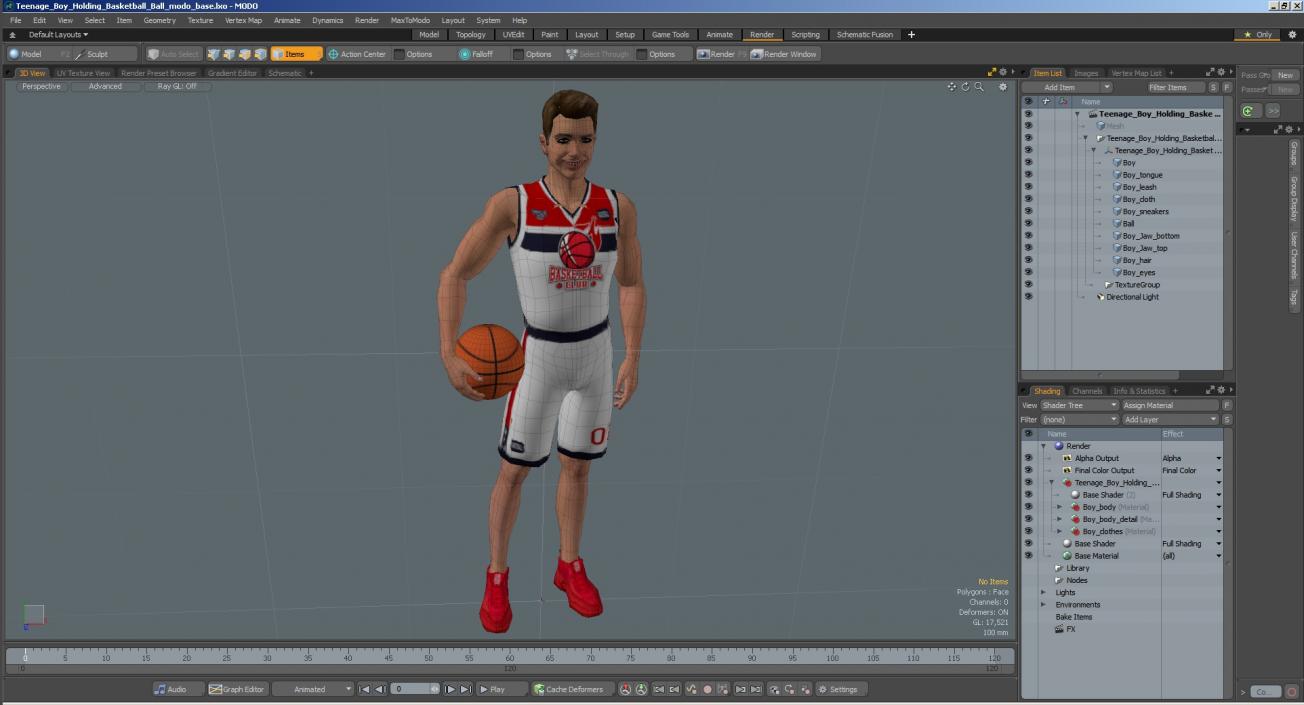 3D model Teenage Boy Holding Basketball Ball