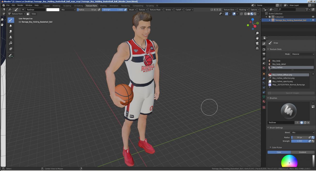 3D model Teenage Boy Holding Basketball Ball