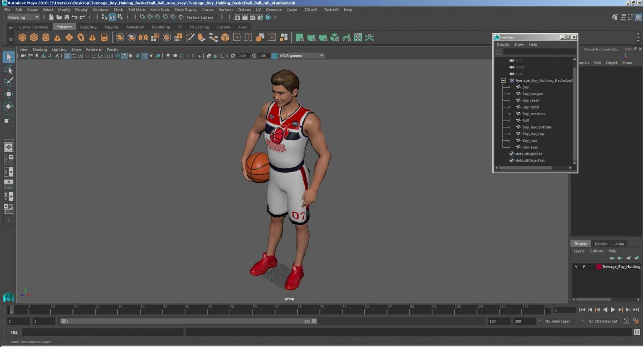 3D model Teenage Boy Holding Basketball Ball