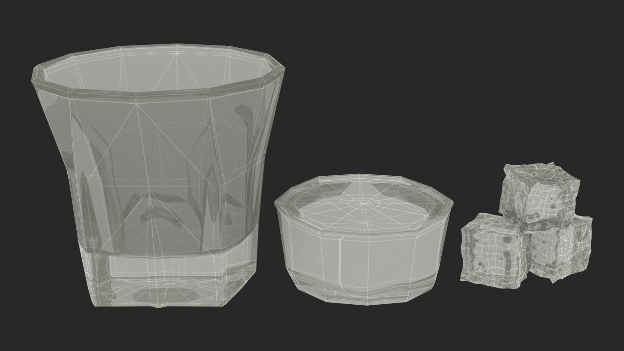 3D model Shot Glass of Whiskey with Ice