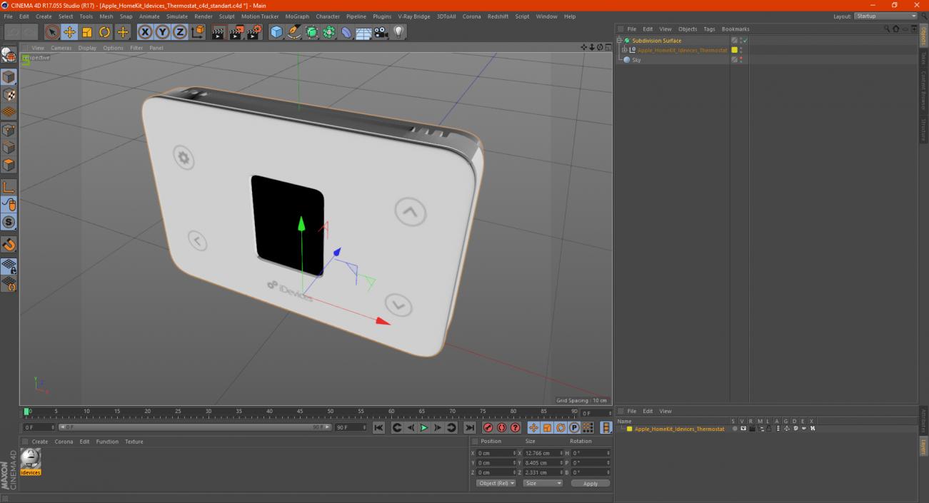 3D Apple HomeKit Idevices Thermostat model