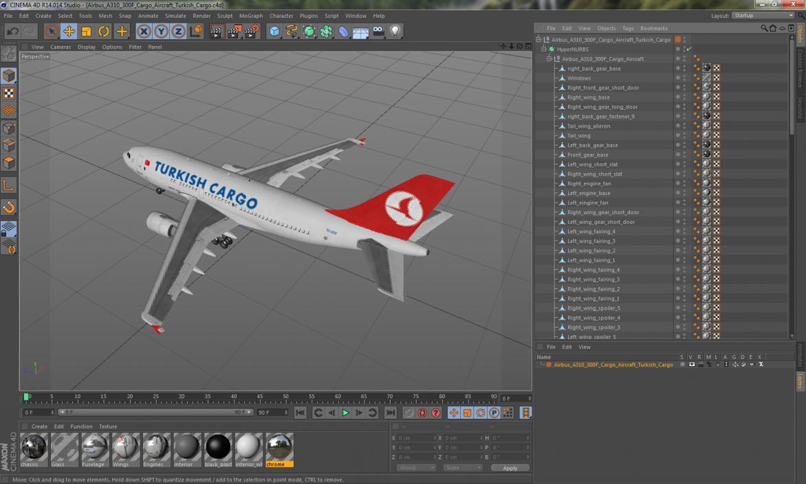 3D model Airbus A310-300F Cargo Aircraft Turkish Cargo