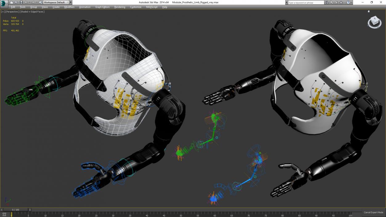 3D Modular Prosthetic Limbs Rigged