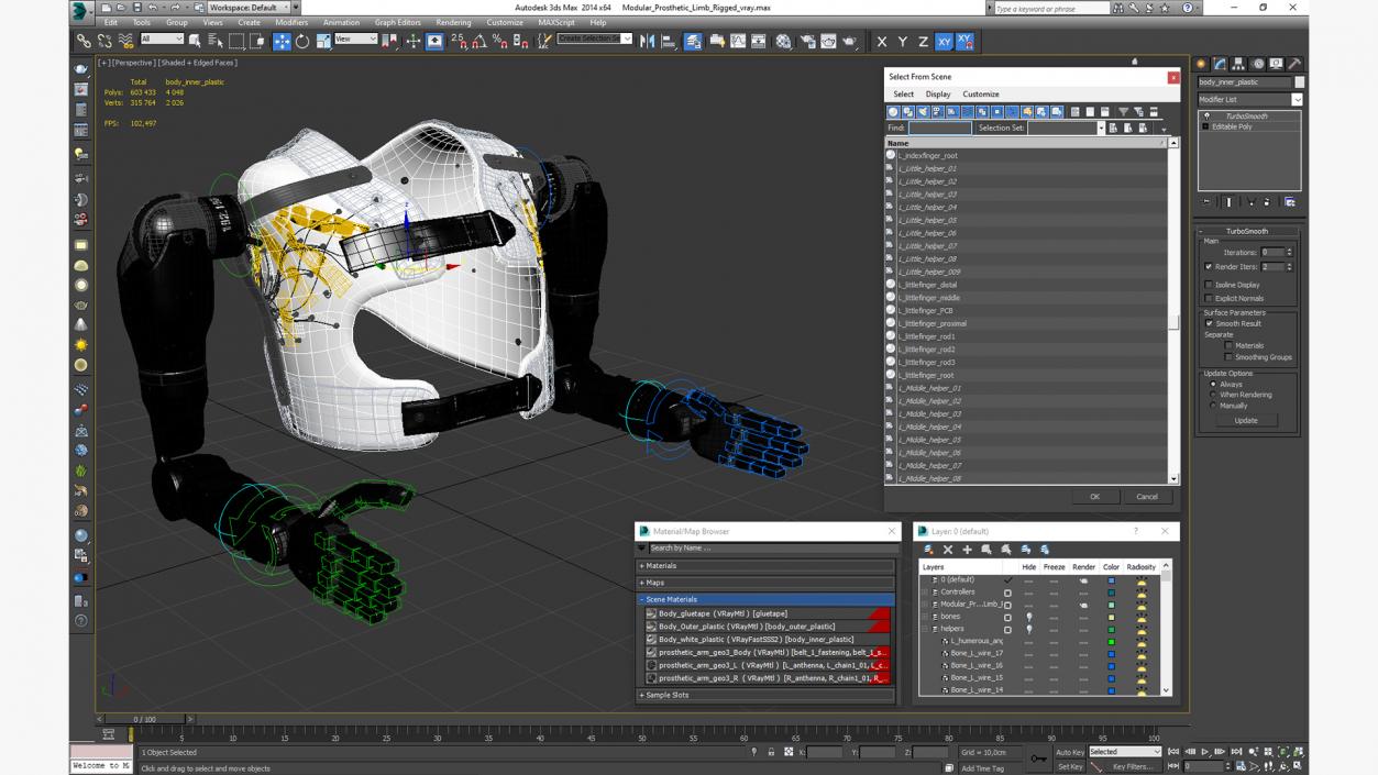 3D Modular Prosthetic Limbs Rigged