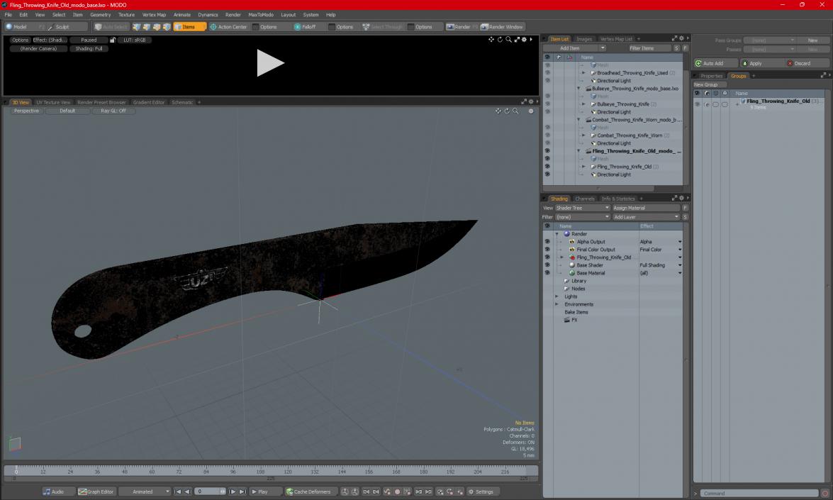 Fling Throwing Knife Old 3D model