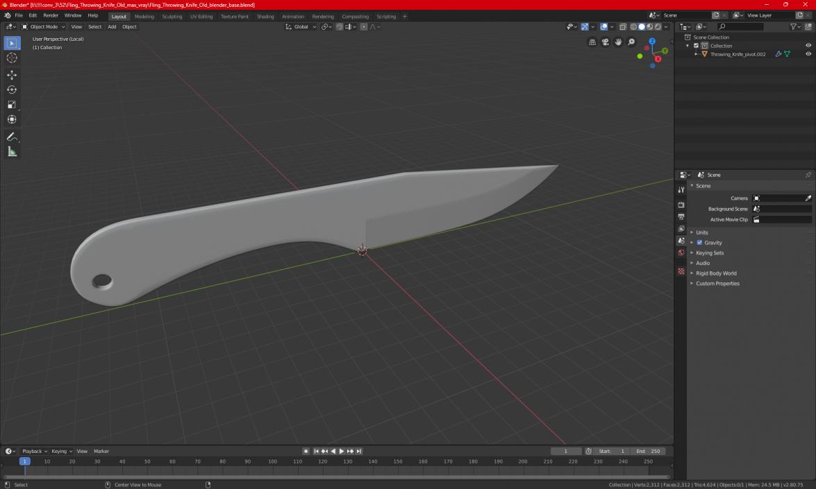 Fling Throwing Knife Old 3D model