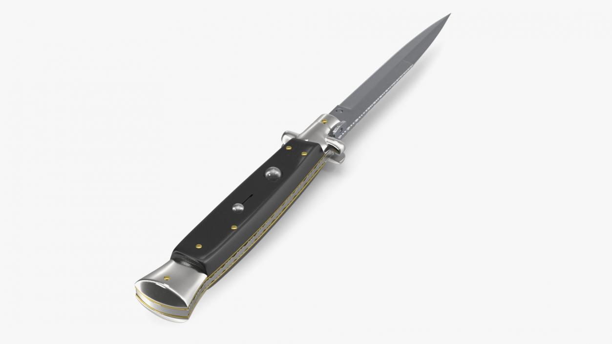 3D Automatic Switchblade Stiletto Knife Wood Handle model