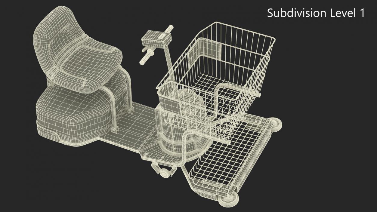 3D Motorized Grocery Cart Blue Dirty model