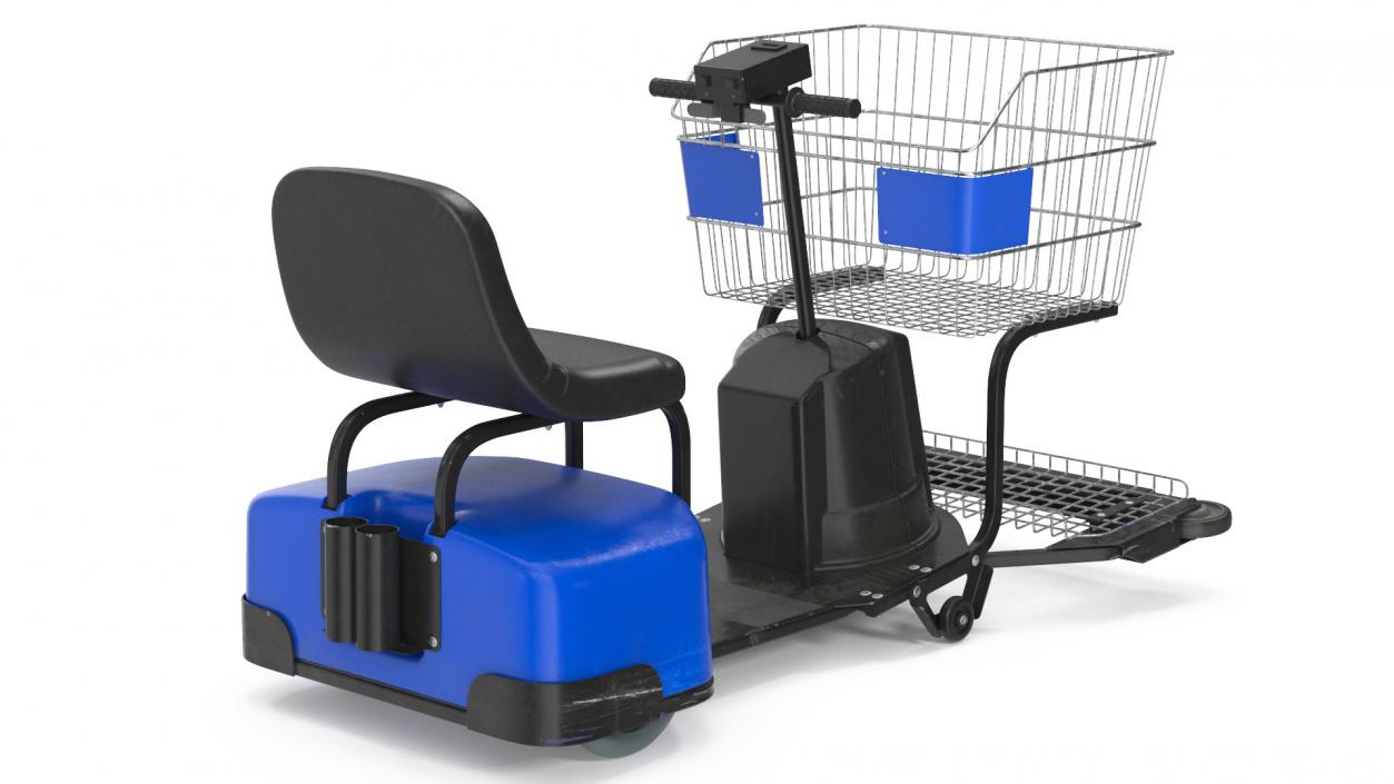 3D Motorized Grocery Cart Blue Dirty model